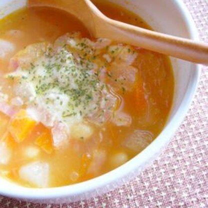 食べるスープ☆かぶとお豆のミネストローネ